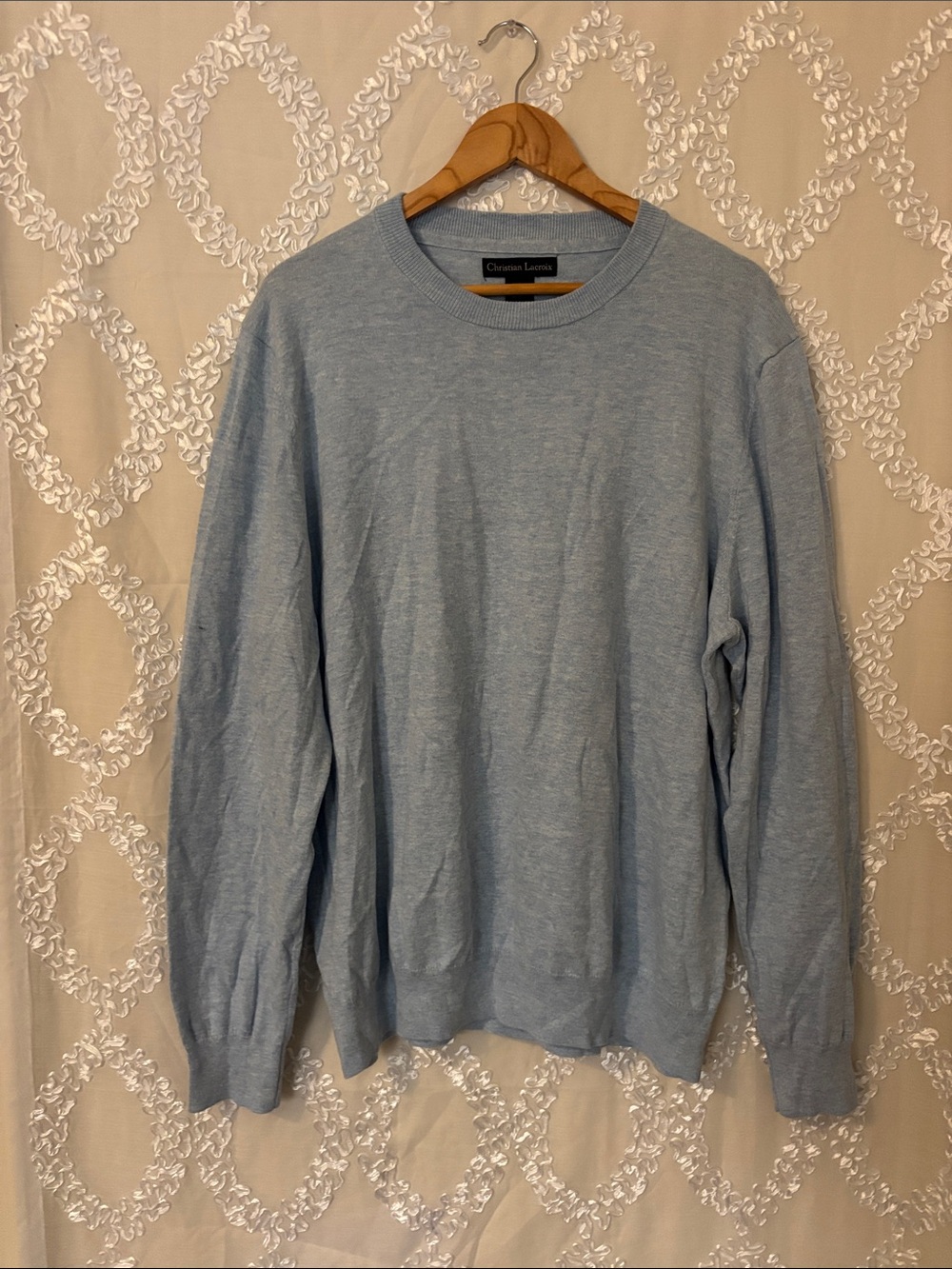Christian Lacroix Pale Blue Men's Crewneck Sweater